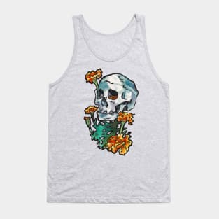 Skull with Marigold Flowers Tank Top